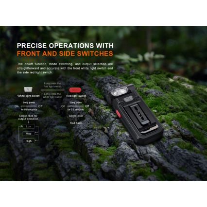 Fenix SW05RREDBLC - LED prigušiva punjiva svetiljka LED/USB IPX6 150 lm 49 h 700 mAh crna