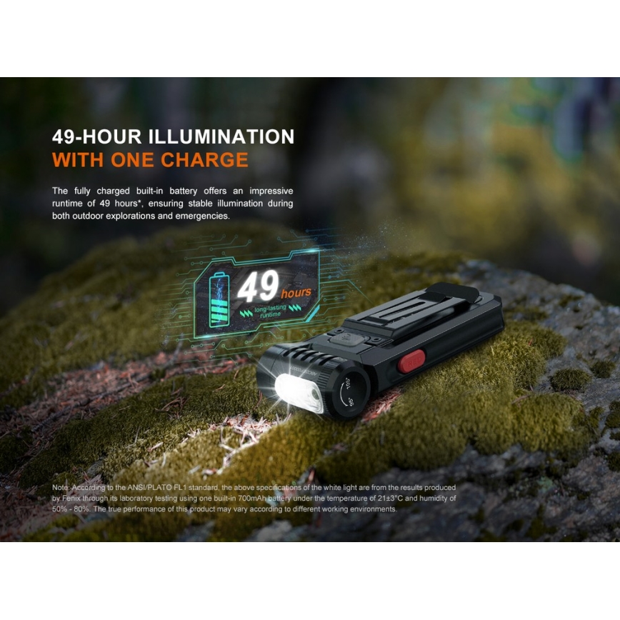 Fenix SW05RREDBLC - LED prigušiva punjiva svetiljka LED/USB IPX6 150 lm 49 h 700 mAh crna