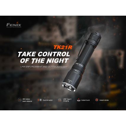 Fenix TK21RBLK - prigušiva LED punjiva ručna lampa LED/USB 6000 mAh IP68 3600 lm 72,5 h crna
