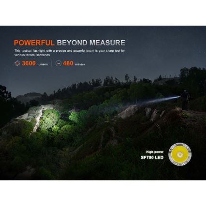 Fenix TK21RBLK - prigušiva LED punjiva ručna lampa LED/USB 6000 mAh IP68 3600 lm 72,5 h crna