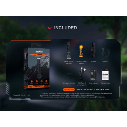 Fenix TK21RBLK - prigušiva LED punjiva ručna lampa LED/USB 6000 mAh IP68 3600 lm 72,5 h crna