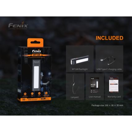 Fenix WT16R - punjiva LED baterijska lampa 2xLED/USB IP66 300 lm 30 h