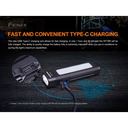 Fenix WT16R - punjiva LED baterijska lampa 2xLED/USB IP66 300 lm 30 h