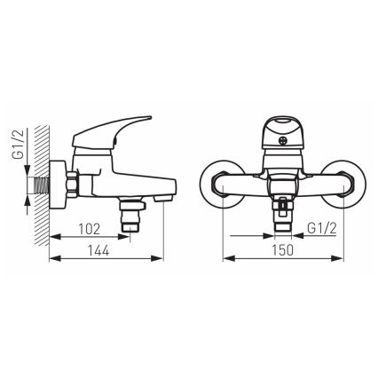 FERRO - Baterija za kadu ONE, sjajni hrom