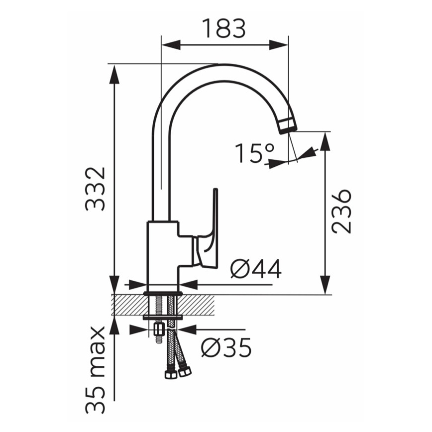 FERRO - Baterija za sudoperu ALGEO SQUARE sjajni hrom