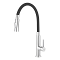 FERRO - Slavina za sudoperu sa fleksibilnim grlom, sjajni hrom/crna
