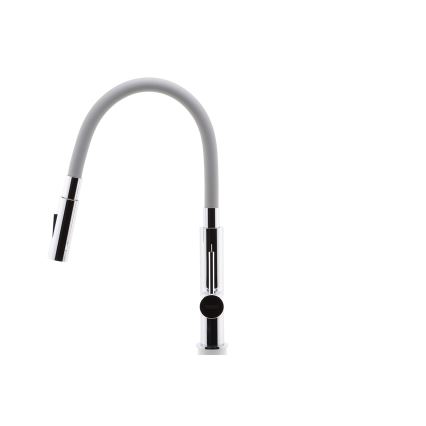 FERRO - Slavina za sudoperu sa fleksibilnim izlivom, sjajni hrom/siva
