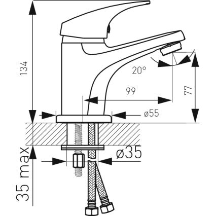 FERRO - Slavina za umivaonik + odvod ONE sjajni hrom