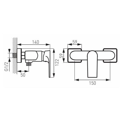 FERRO - Tuš baterija ALGEO SQUARE sjajni hrom