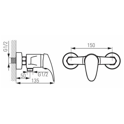 FERRO - Tuš baterija ONE sjajni hrom