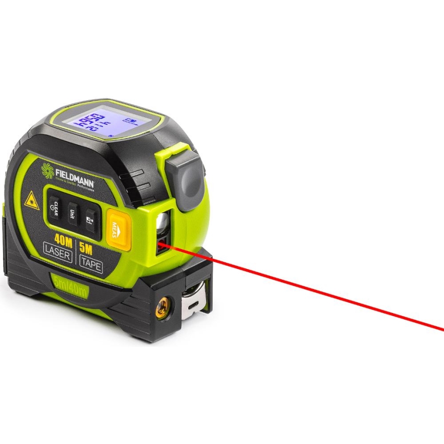 Fieldmann - Laserski merač udaljenosti sa LED displejem i trakastim metrom 2xAA