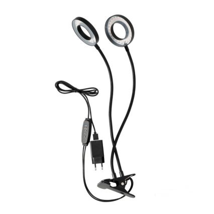 LED prigušiva fleksibilna stona lampa sa klipsom za uzgoj biljaka VITARO 2xLED/4W/230V crna