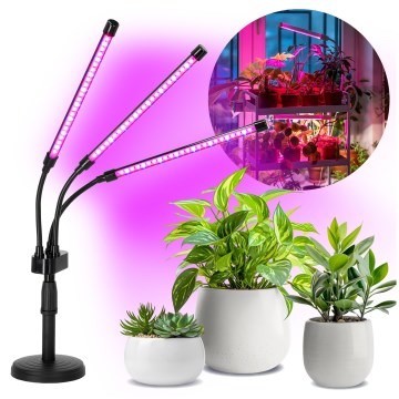 Fleksibilna LED prigušiva stona lampa za uzgoj biljaka VITARO 3xLED/10W/230V crna