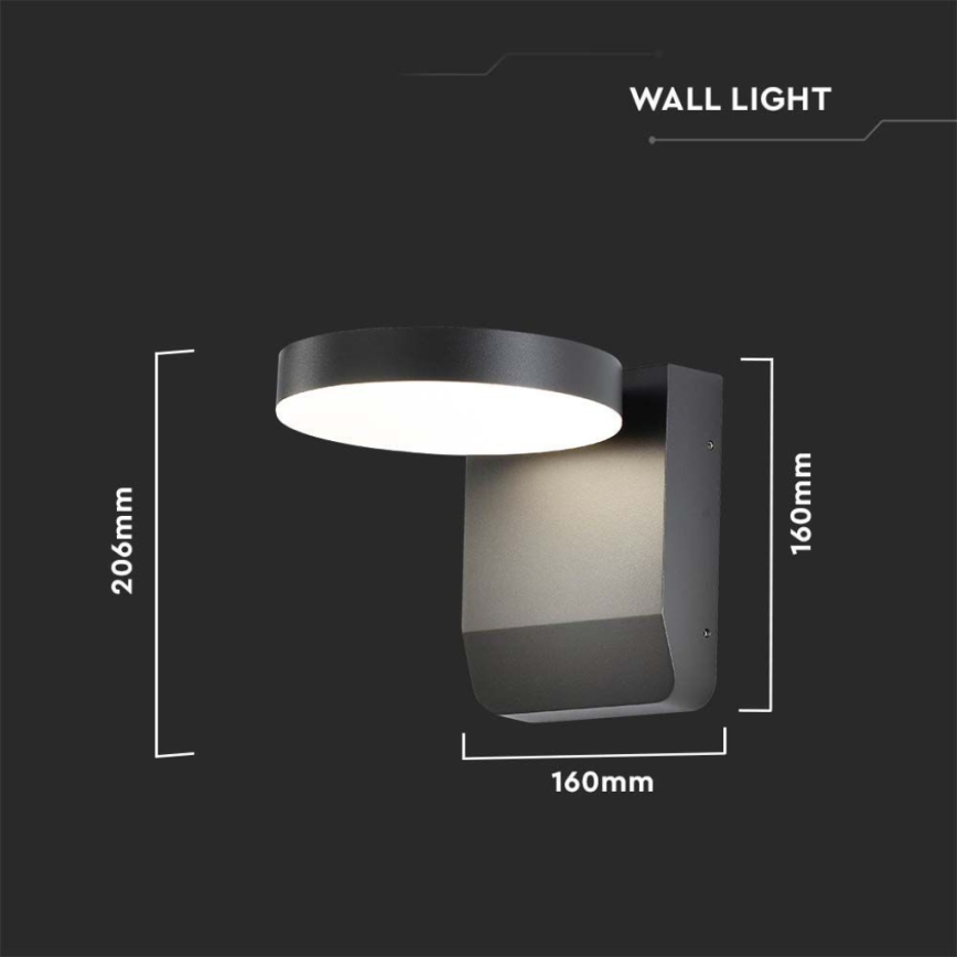 Fleksibilna LED zidna lampa za spoljašnju upotrebu LED/17W/230V IP65 4000K crna