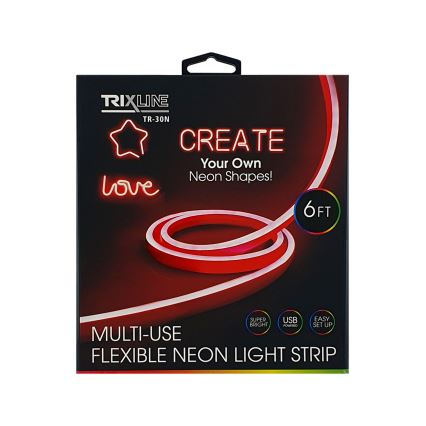 Fleksibilna NEON LED traka/5V USB 1,8 m crvena