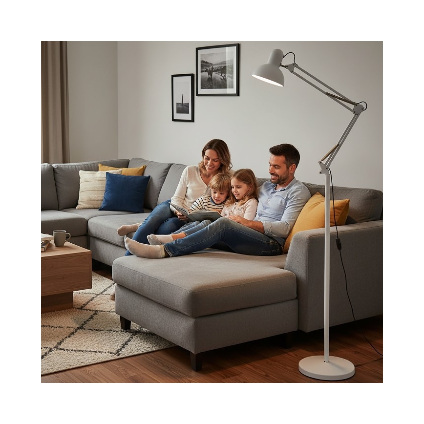 Fleksibilna podna lampa AURIQ 1xE27/60W/230V 184 cm bela