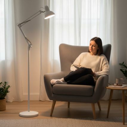 Fleksibilna podna lampa AURIQ 1xE27/60W/230V 184 cm bela