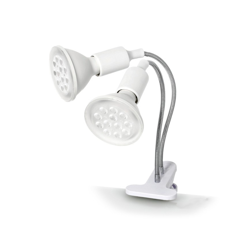 Fleksibilna stona lampa sa klipsom za uzgoj biljaka PLANTY 2xE27/30W/230V bela