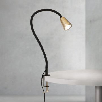 Fleksibilna stona lampa sa štipaljkom DOTTY 1xGU10/10W/230V mesing/crna