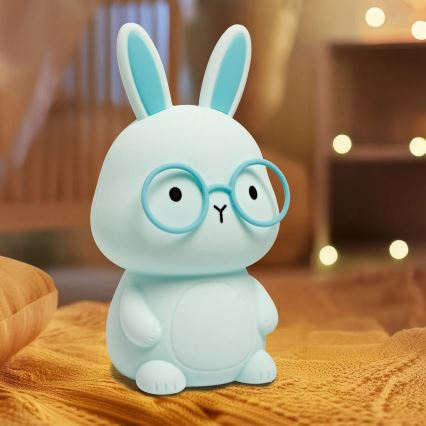 LED RGBW prigušiva dečija dodirna lampa FLORKA LED/1W/5V USB 1200 mAh zečić plava