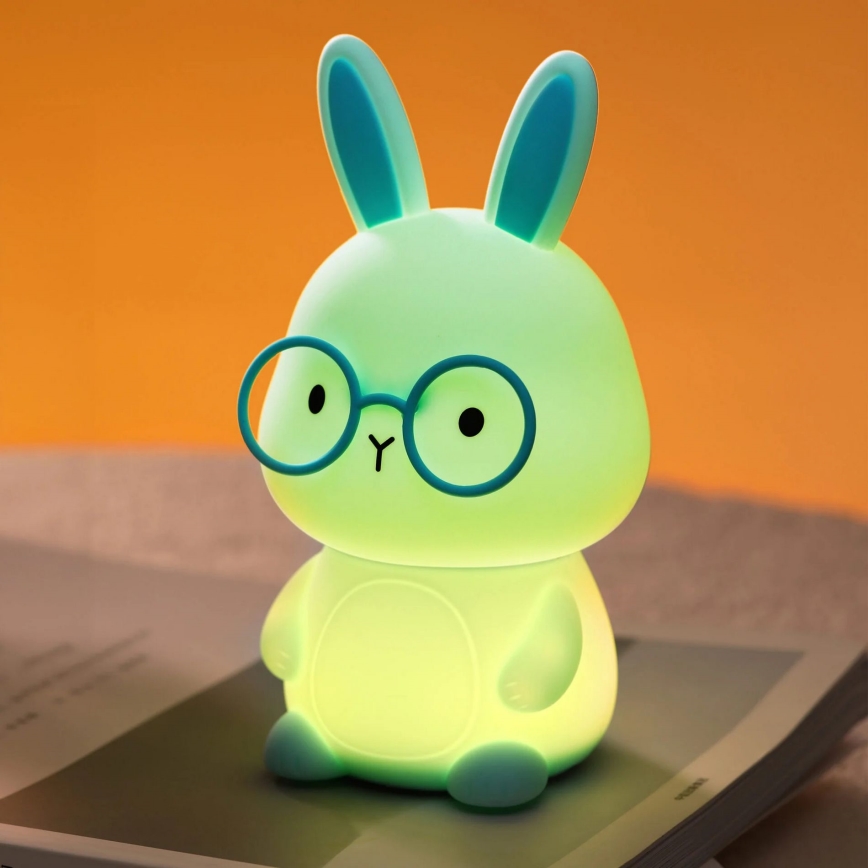 LED RGBW prigušiva dečija dodirna lampa FLORKA LED/1W/5V USB 1200 mAh zečić plava