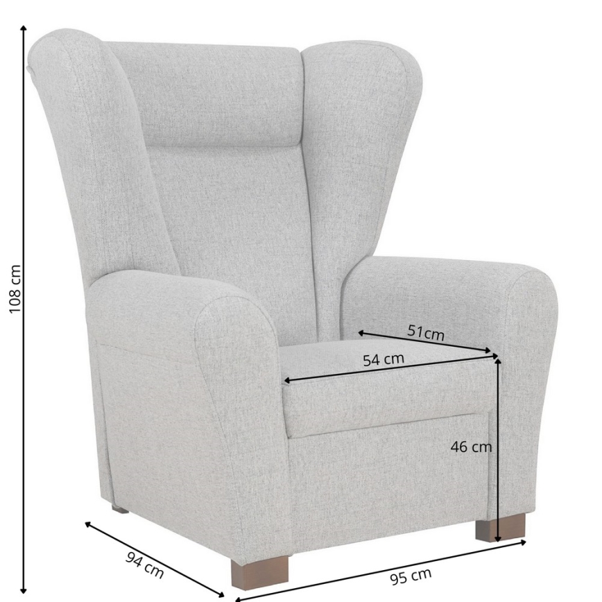 Fotelja ušak VIVA siva