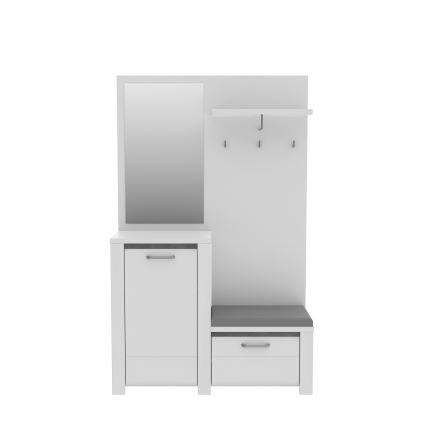 Garderobna stena HIRO sa ogledalom, bela/siva