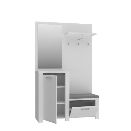 Garderobna stena HIRO sa ogledalom, bela/siva