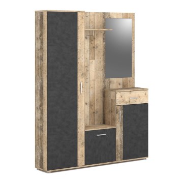 Garderobni set za predsoblje sa ogledalom NOLAN, braon/grafit