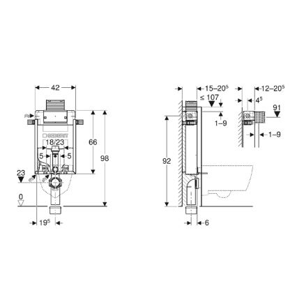 Geberit 110.010.00.1 - Ugradni modul za zidni WC Kombifix 98 cm