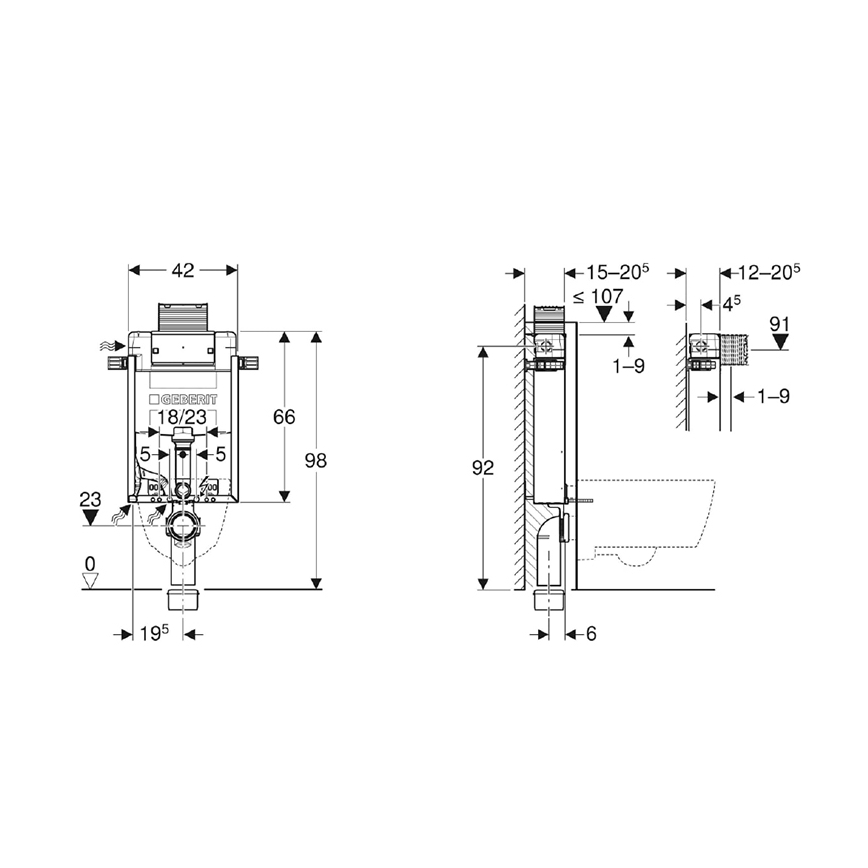 Geberit 110.010.00.1 - Ugradni modul za zidni WC Kombifix 98 cm