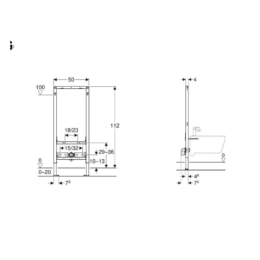 Geberit 111.534.00.2 - Ugradni modul za bide Duofix 112 cm