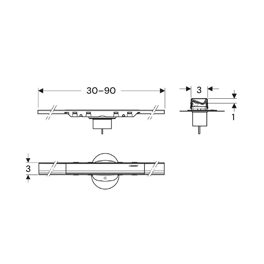 Geberit 154.446.QC.2 - Odvodni kanal CleanLine 90x3 cm antracit