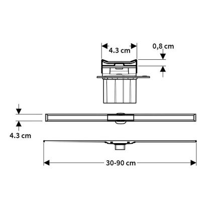 Geberit 154.453.KS.1 - Linijski slivnik CleanLine 90 x 0,8 cm, nerđajući čelik
