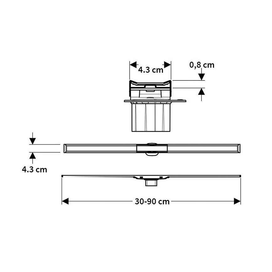 Geberit 154.453.KS.1 - Linijski slivnik CleanLine 90 x 0,8 cm, nerđajući čelik