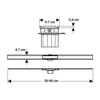 Geberit 154.458.00.1 - Odvodni kanal CleanLine 90x4,7 cm nerđajući čelik