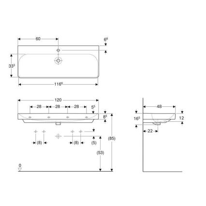 Geberit 500.226.01.1 - Viseći umivaonik Smyle Square 120x48 cm keramika/bela