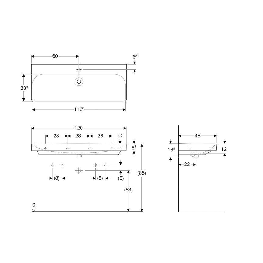 Geberit 500.226.01.1 - Viseći umivaonik Smyle Square 120x48 cm keramika/bela