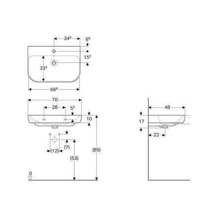 Geberit 500.248.01.1 - Zidni umivaonik Smyle 70x48 cm keramika/bela