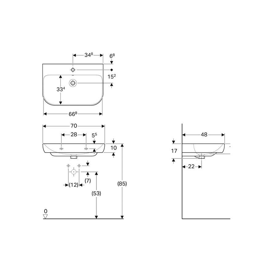 Geberit 500.248.01.1 - Zidni umivaonik Smyle 70x48 cm keramika/bela