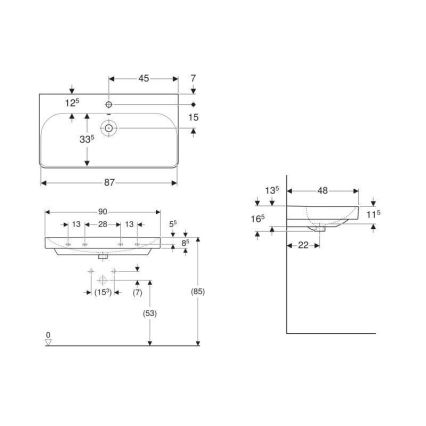 Geberit 500.251.01.1 - Zidni umivaonik Smyle Square 90x48 cm keramika/bela
