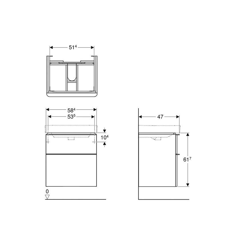 Geberit 500.352.JR.1 - Kupatilski ormarić ispod umivaonika Smyle Square 61,7x58,4 cm orah