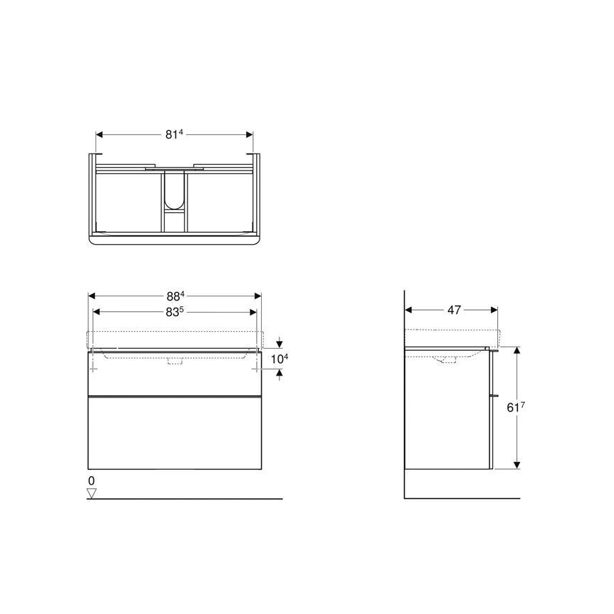 Geberit 500.354.00.1 - Kupatilski ormarić ispod umivaonika Smyle Square 61,7x88,4 cm beo