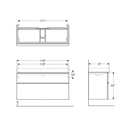 Geberit 500.355.JK.1 - Kupatilski ormarić ispod umivaonika Smyle Square 61,7x118,4 cm antracit