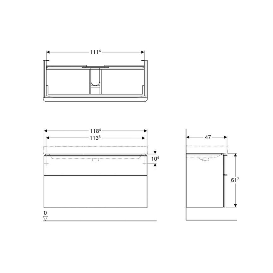 Geberit 500.355.JK.1 - Kupatilski ormarić ispod umivaonika Smyle Square 61,7x118,4 cm antracit