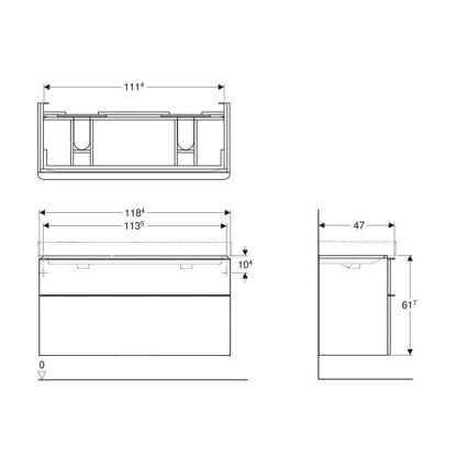 Geberit 500.356.00.1 - Kupatilski ormarić ispod dvostrukog umivaonika Smyle Square 61,7x118,4 cm beo