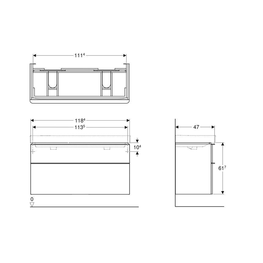 Geberit 500.356.00.1 - Kupatilski ormarić ispod dvostrukog umivaonika Smyle Square 61,7x118,4 cm beo
