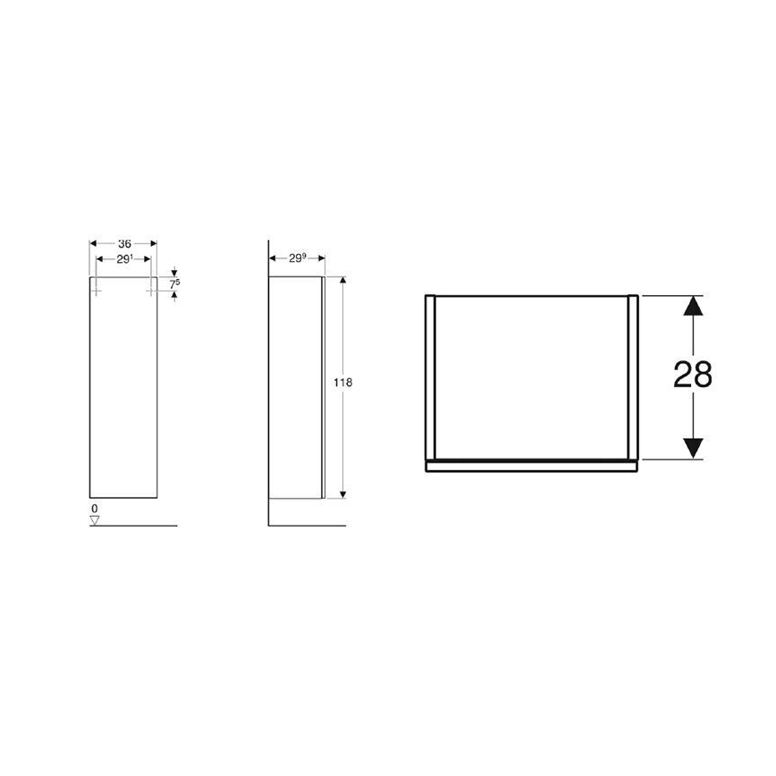 Geberit 500.361.JR.1 - Zidni kupatilski ormarić Smyle Square 118x36 cm orah