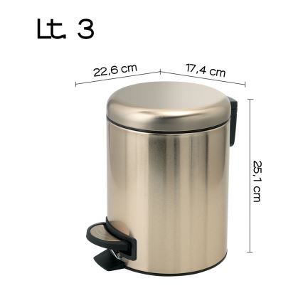 Gedy - Kanta za smeće POTTY 3 l, prigušiva, mat zlatna