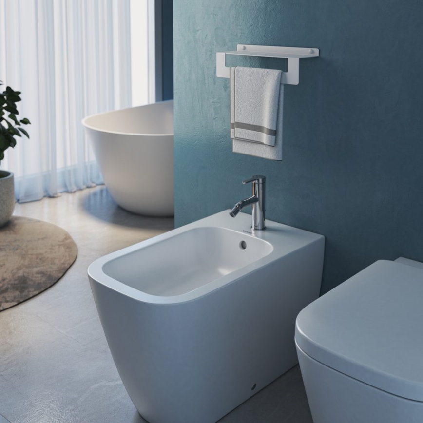 Gedy - Polica sa držačem za peškire CLEO 30 cm mat bela